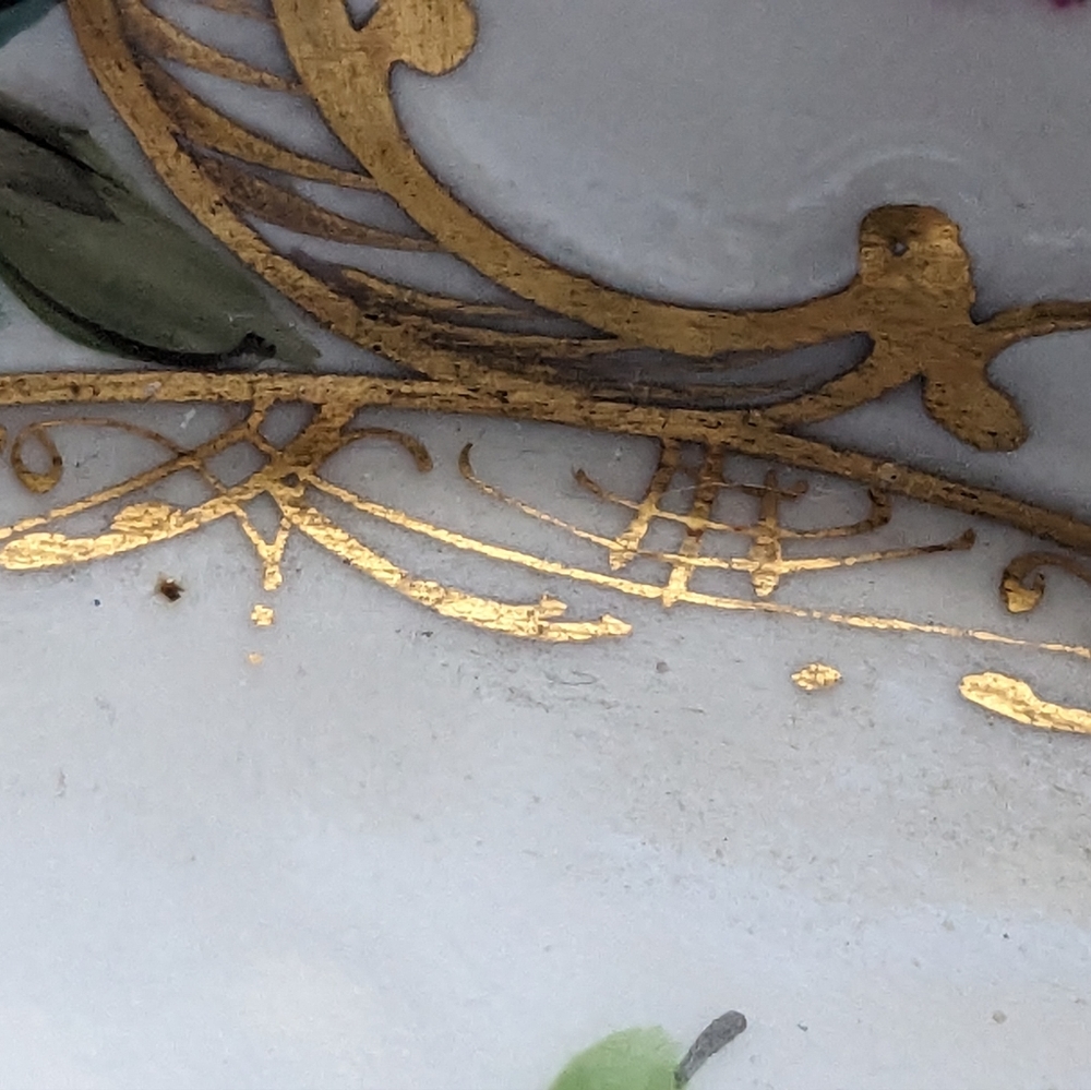 Dresden Potscappel Carl Thieme Pierced Floral Gold Handled Serving Bowl Damaged - Picture 16 of 16
